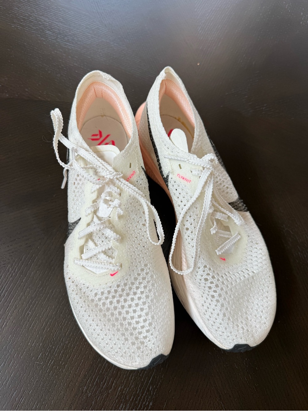 Nike Women’s Flyknit Running Shoes - White with Pink Accents size 9.5